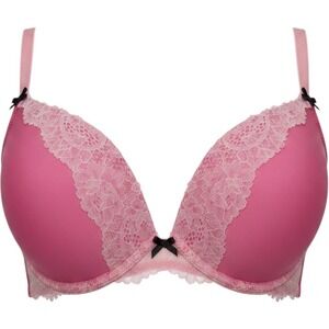 Victoria's Secret Push Up Bra Womens 34DD Pink NWT Dream Angels Lace Trim Bows